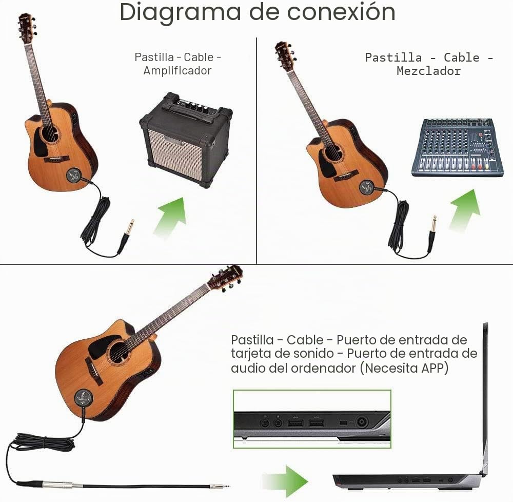 OTraki Guitarra Piezo Pickup, Pastillas Fonocaptoras para Instrumentos de Cuerda, Transductor Clásica para Guitarra Ukulele Violín Viola Violonchelo Banjo Contacto Micrófono Pickup/Volumen