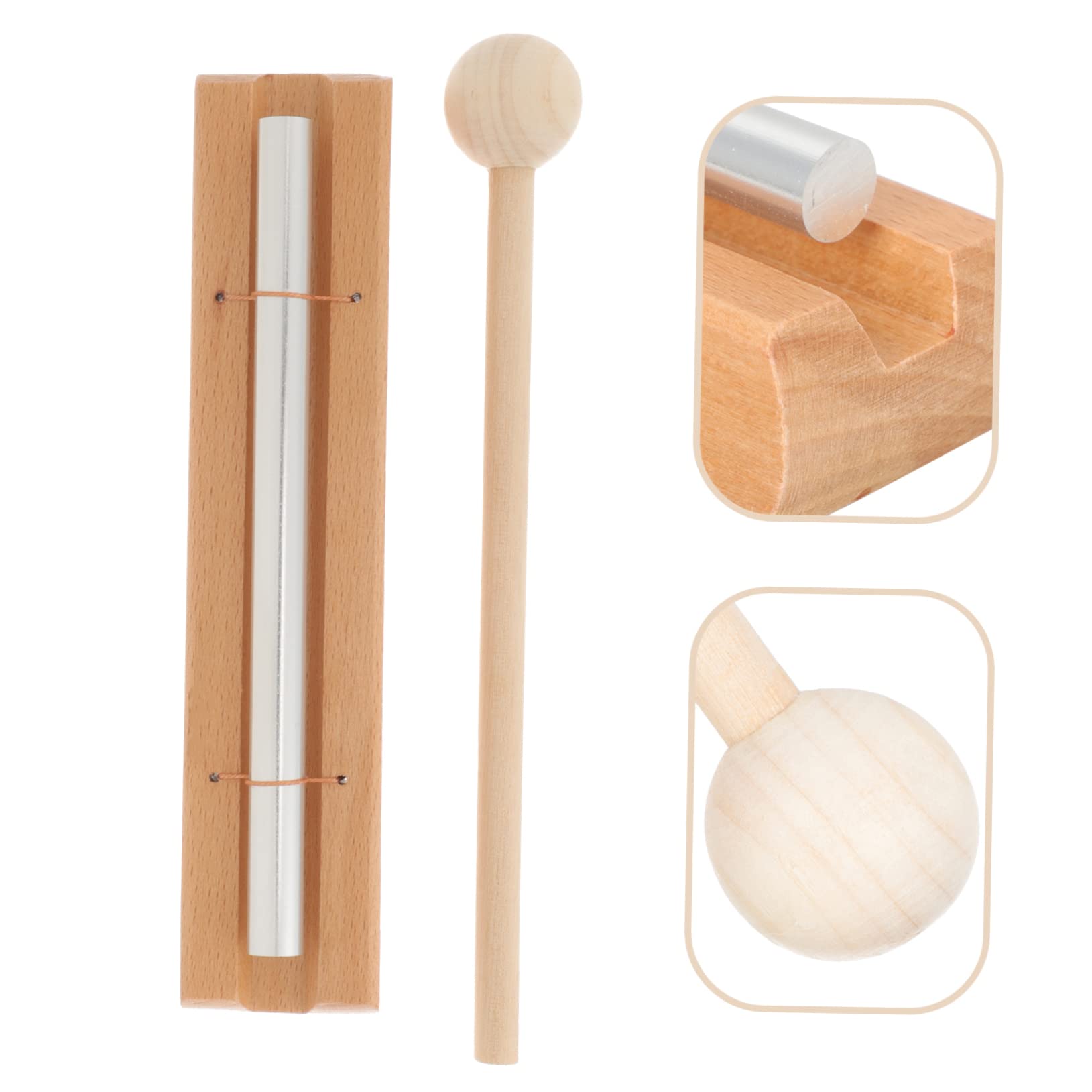 Hoement Meditation Chimes Handbell Set including Solid Wood Base and Polished Metal Tubes for Classroom Yoga Mindfulness Practice and Music Percussion Instrument - Image 3