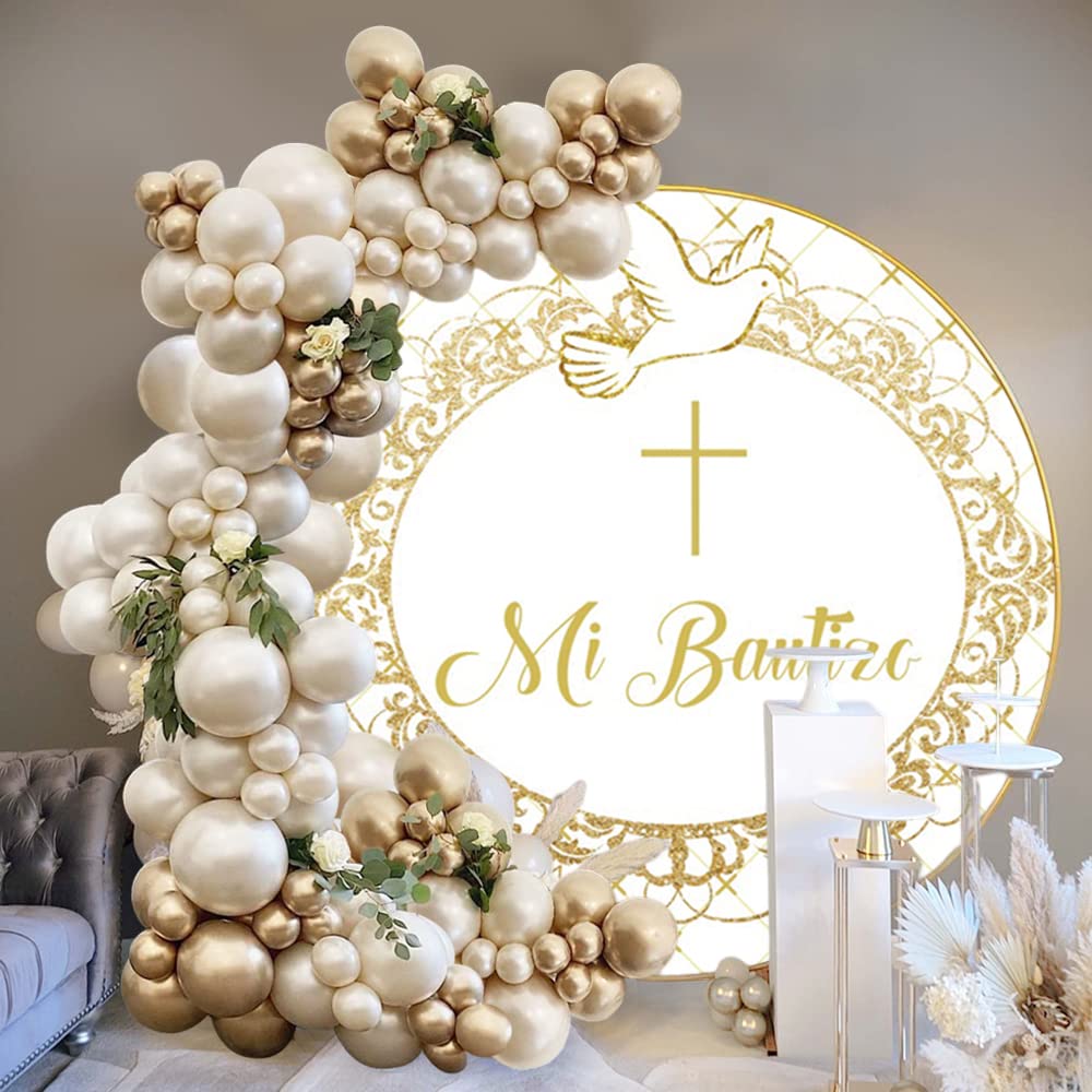 Mi Bautizo Okrągłe Tło Pierwsza Komunia Święta Chrzciny Białe Fotografia Tło Tło Okładka Noworodek Baby Shower Dekoracja Fotograficzna Rekwizyty