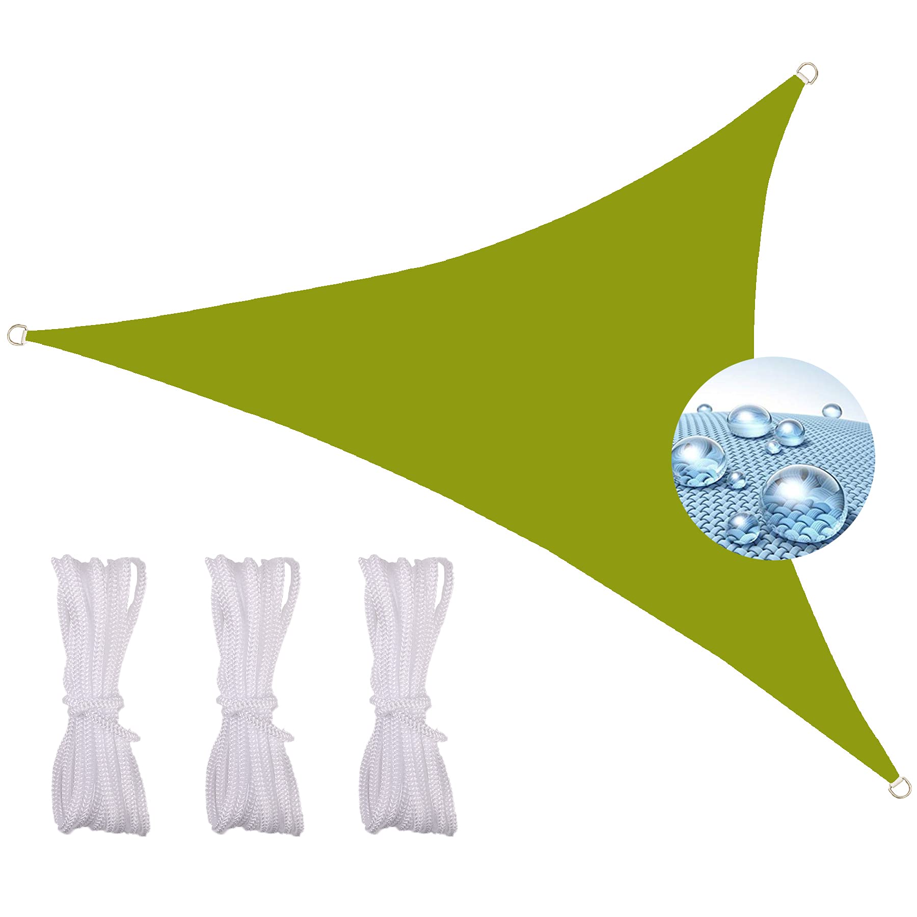 Voile de soleil étanche 6x6x6m vert jaunâtre pour terrasse et grand balcon