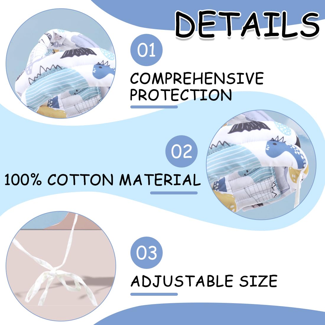 Un protège-tête pour bébé, un casque de protection et antichoc pour bébé, un casque antichute pour bébé, en coton ajustable et respirant.un chapeau de protection pour enfant,