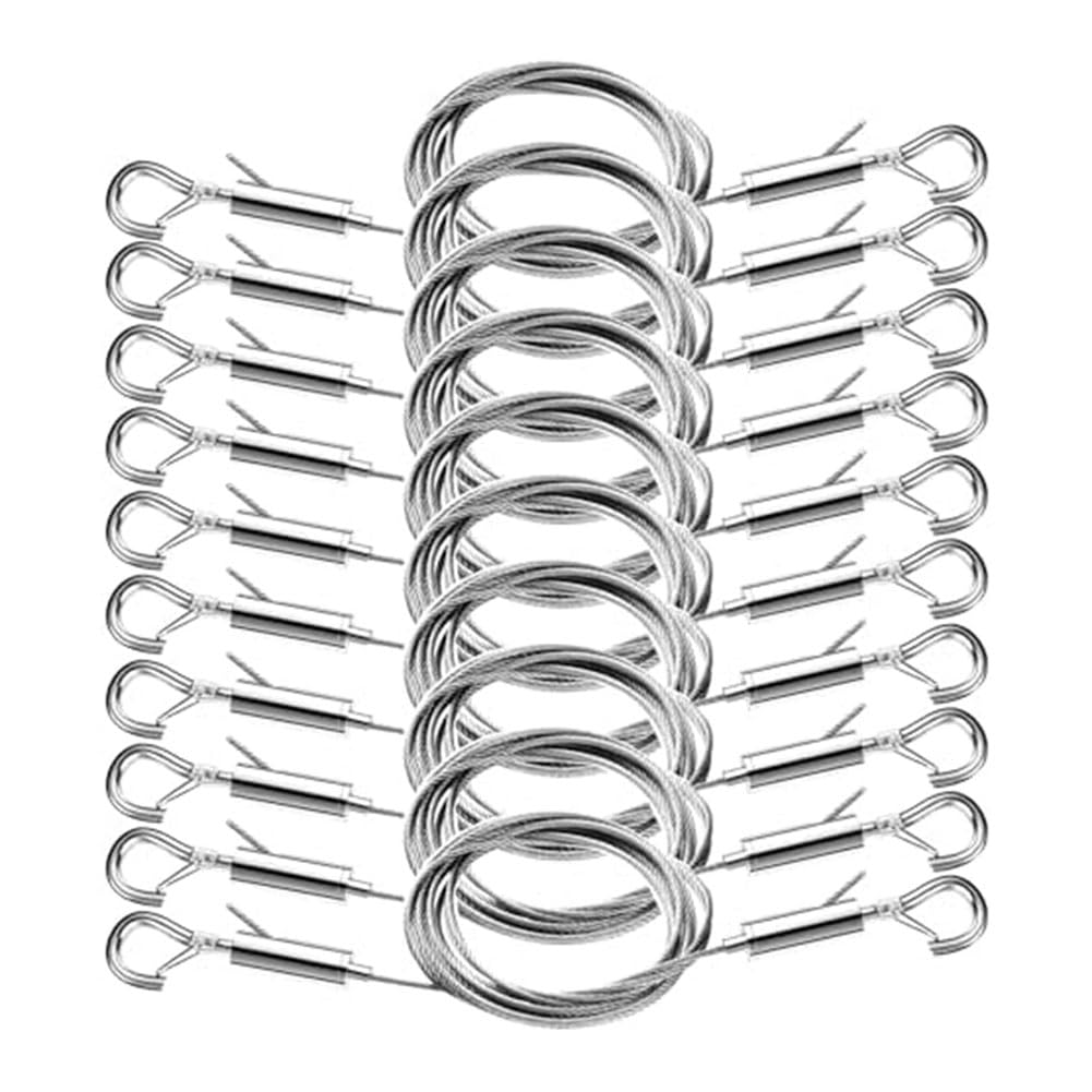 Littimoon 10pcs Picture Hanging Kit -Heavy Duty Stainless Steel Wire with Secure Hooks for Picture Frames,Mirrors,Wall Art