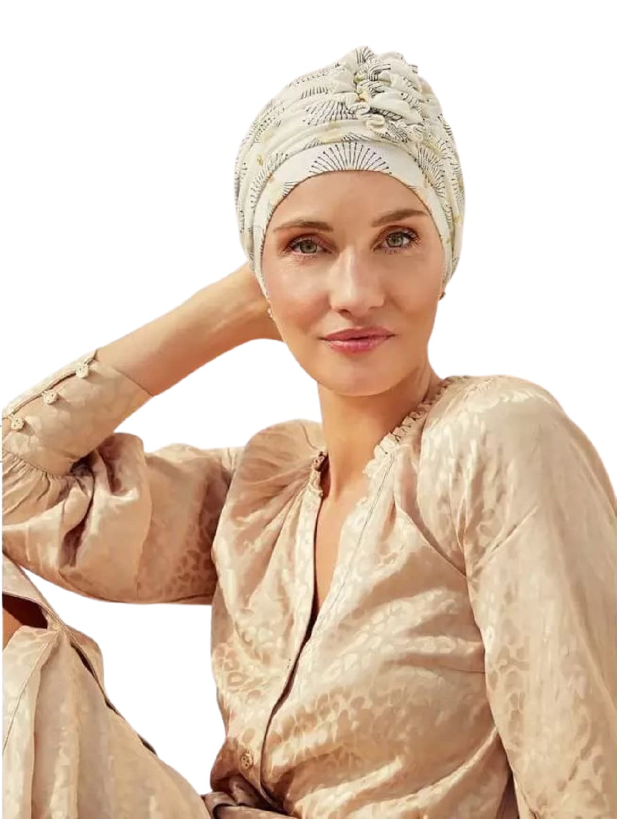 Lotus Fitted Turban by Christine Headwear (Peacock Creams) and Belle of Hope 19 Page Q & A Guide