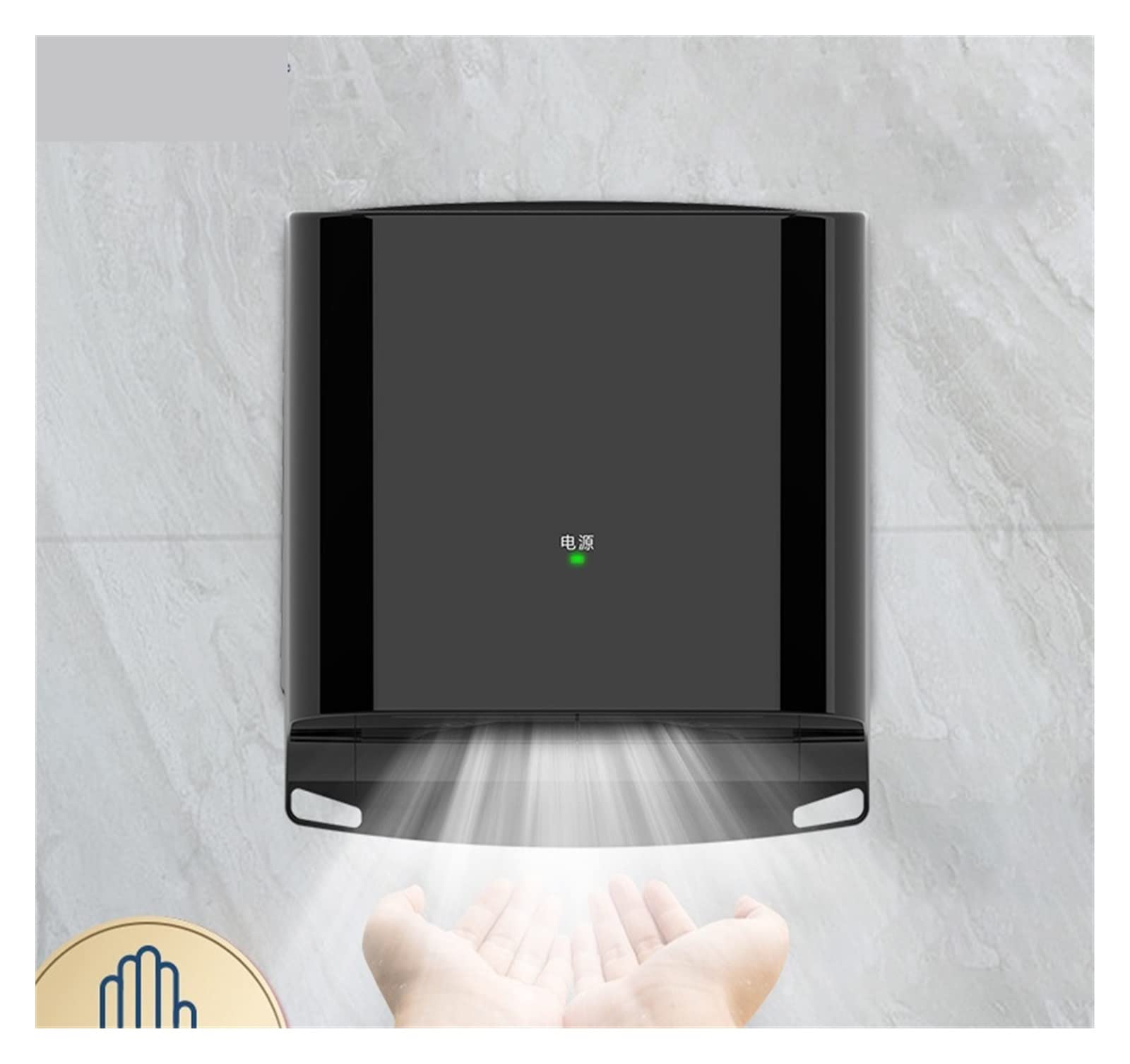 Händetrockner, Automatischer Händetrockner Hochgeschwindigkeits-Föhn Smart Induction Wandmontierte Induktions-intelligente Trockner-Maschine for Badezimmer(Orange)