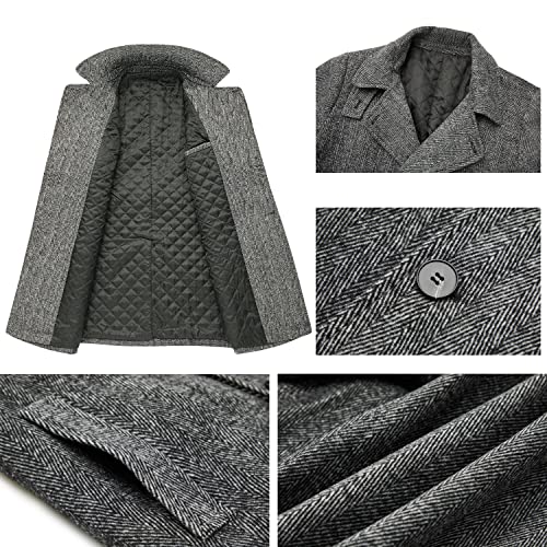 Image of WULFUL Men Wool Trench Coat Slim Fit Winter Coat