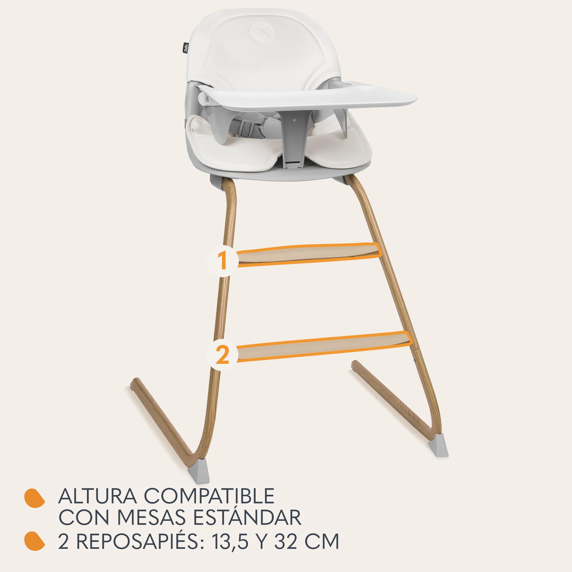 LIONELO DALIA 2 en 1 Trona para bebe de 6 a 36 meses 15 kg, Silla baja para niños mayores de hasta 60 kg, Arnés de 5 puntos, 2 Reposapiés, Bandeja, Crece con el niño (Natural) | De 6 a 36 meses 15 kg, Silla Baja para Niños Mayores de hasta 60 kg, Bandeja,