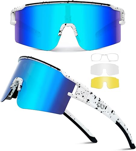 Miniatura 1 de SPOSUNE Gafas de sol polarizadas deportivas con 3 lentes para hombres y mujeres, gafas de sol con protección UV para ciclismo, esquí, béisbol,