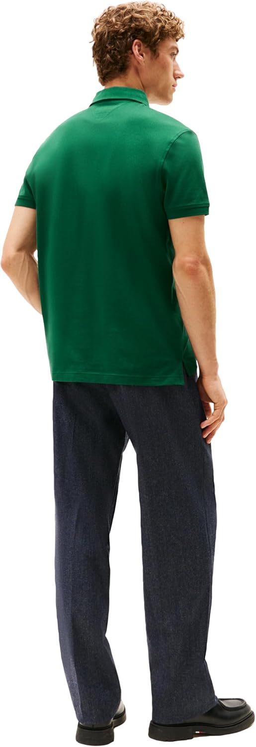 Tommy Hilfiger Men's Short Sleeve Polo Shirts in Regular Fit with Stretch and Organic Pique Cotton