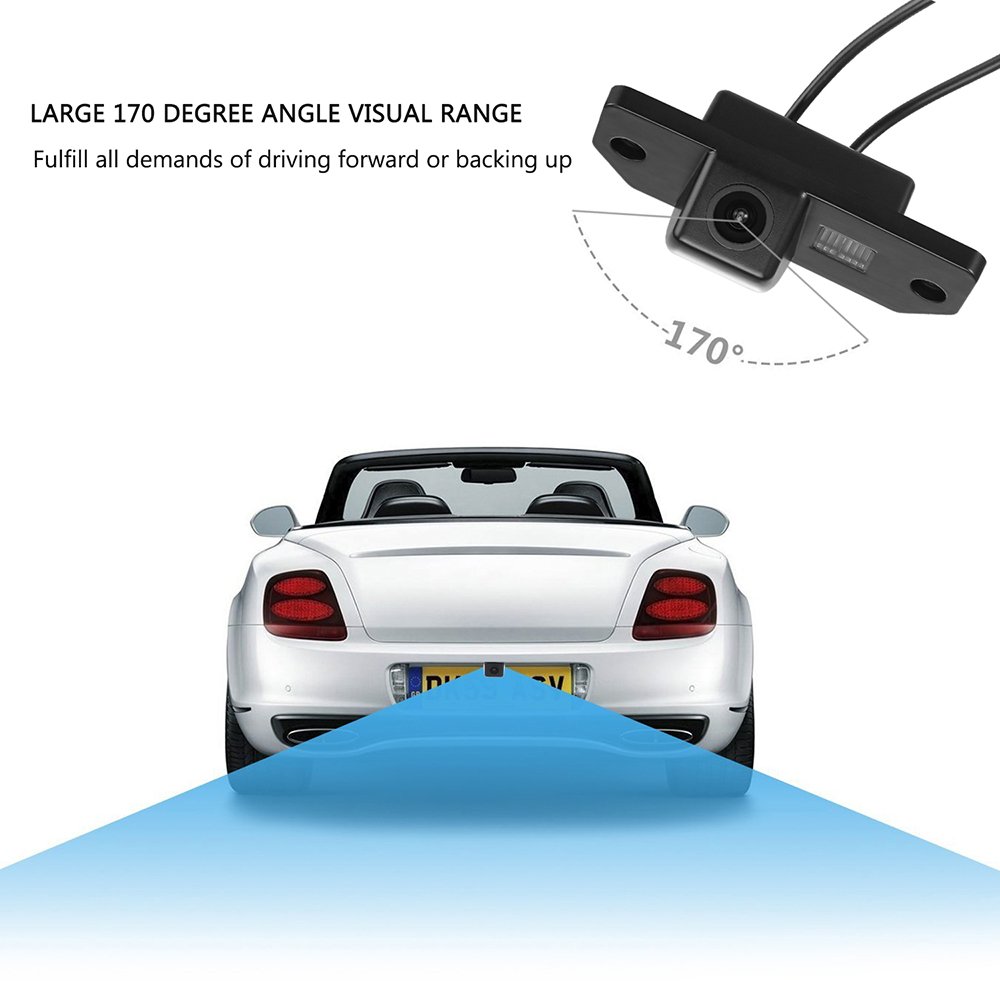 Portatarga Videocamera HD per Impermeabile retrovisore Telecamera da Retromarcia per Mondeo Focus C-Max Focus Sedan(3 Carriage) Focus (2 Carriage)
