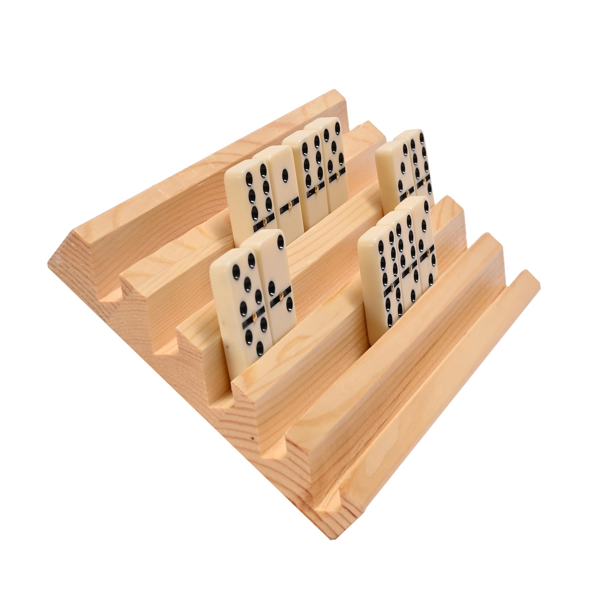 Pack De 2 Soportes De Madera De Pino Para Dominó Y Cartas | Bandejas Inclinadas Con Visibilidad Mejorada | Organizadores De Mesa De 17 A 34 Cm Para Juegos De Mesa