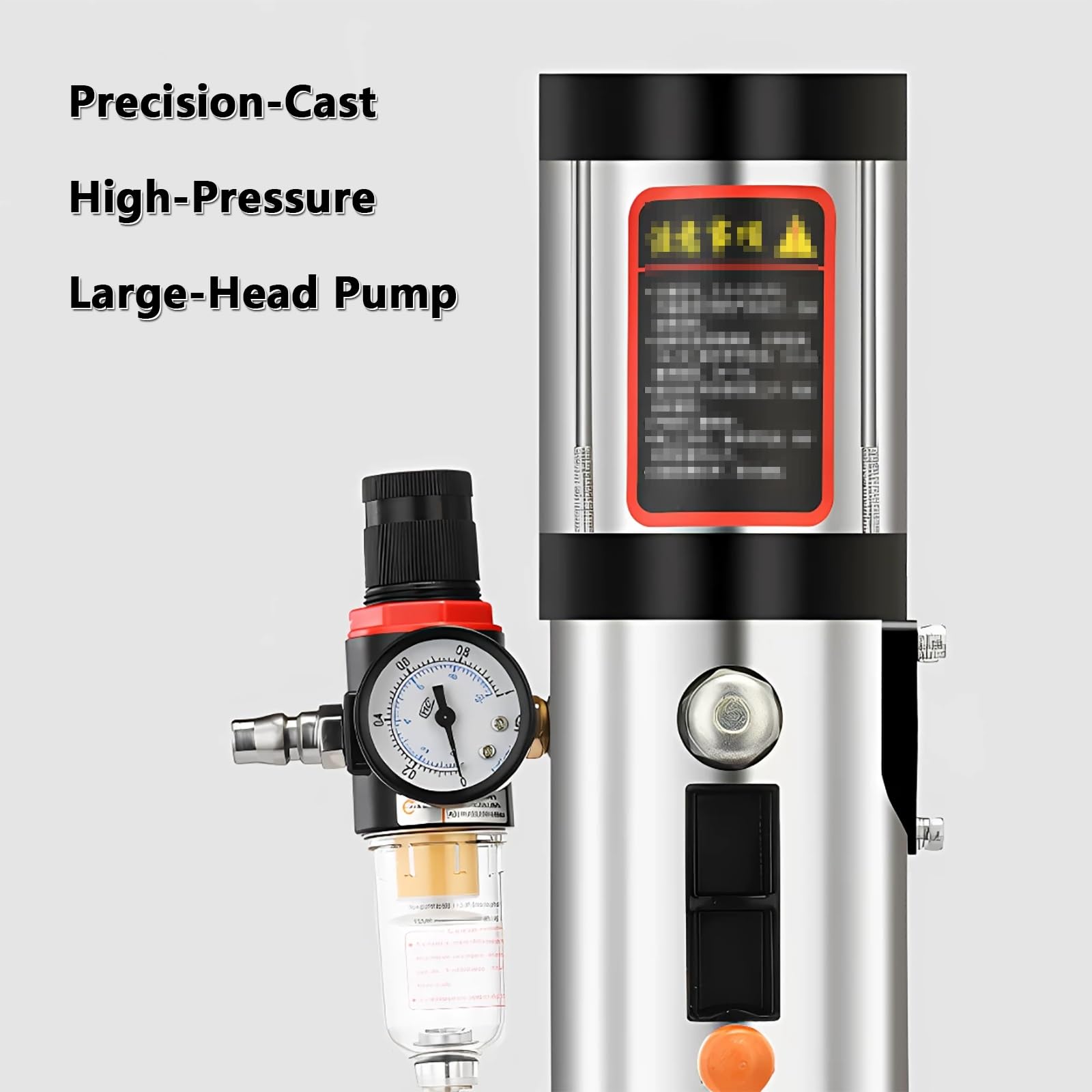 Cabezal de Bomba de Grasa Neumática para Bidones de Aceite | Alta Presión 75:1, Caudal de Aceite: 1 L/min, para Lubricación de Maquinaria Industrial(12L)