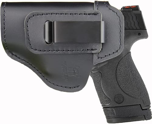 IWB Funda de cuero para interior de cintura oculta para transporte oculto, se adapta a S & W M & P Shield-Glock19 26 29 30 32 43-Beretta Px4-RUGER