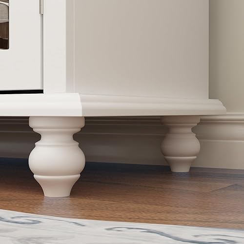 Vista 7 de Hitow Mesa de consola con espejo para buffet, armario de 4 puertas con estantes, armario de almacenamiento grande de 63 pulgadas de ancho, gabinete