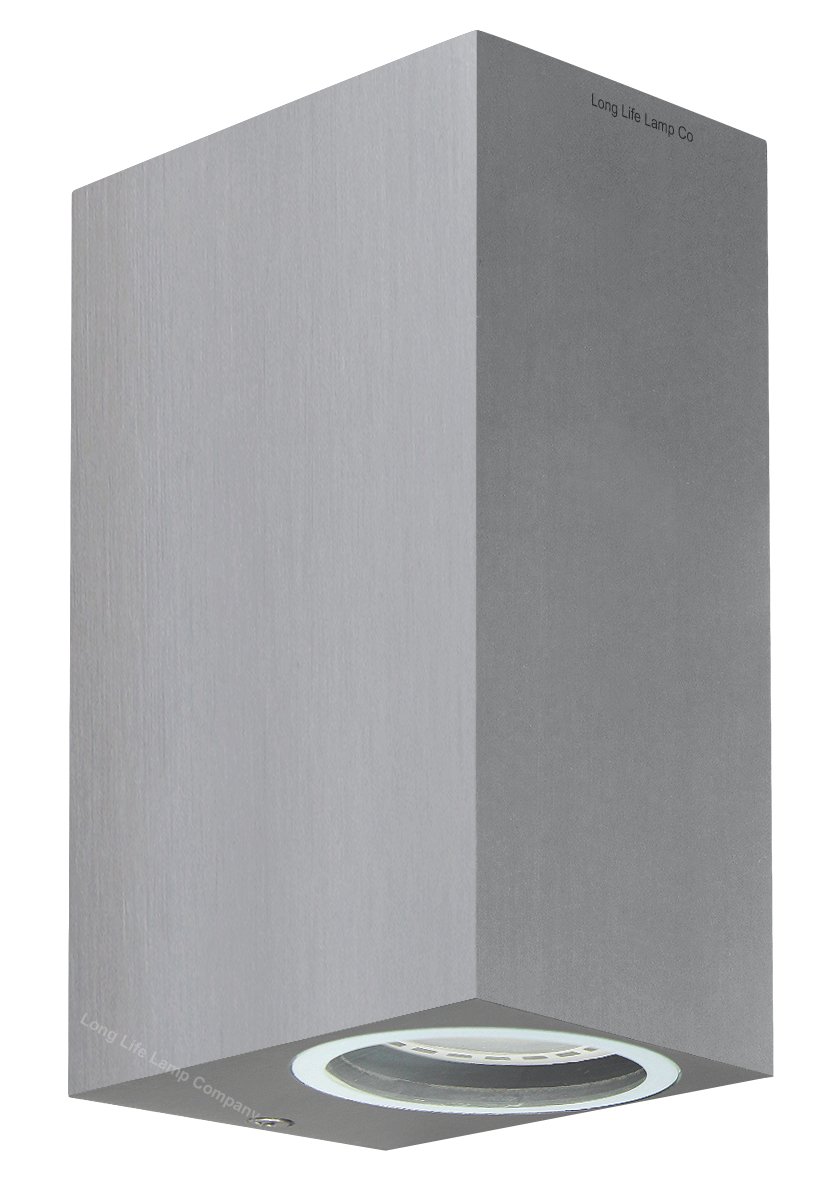Modern Rectangular Up Down Aluminium Finish Outdoor Wall Light Fixture GU10 ZLC063AB