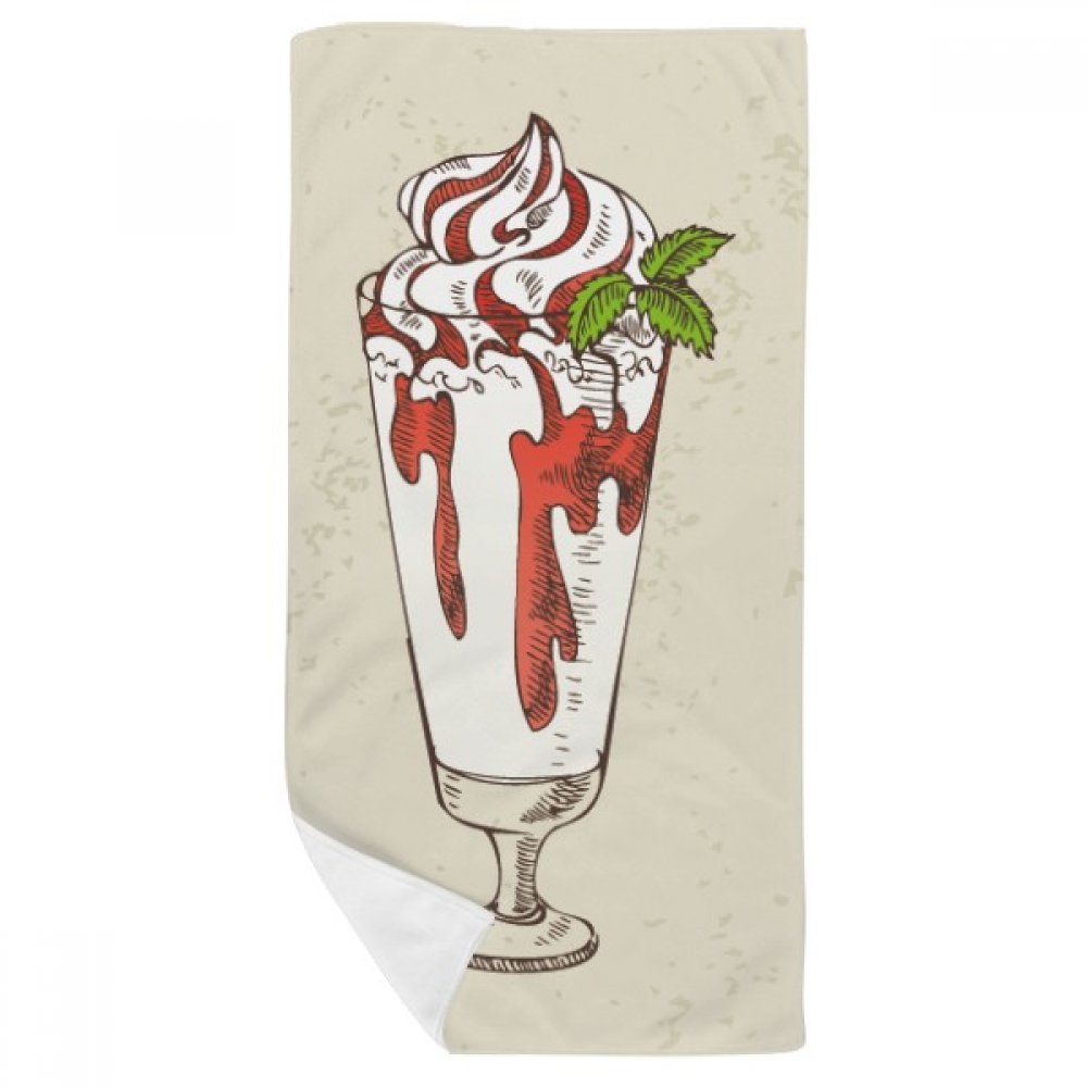 Serviette de bain douce 35x70cm multicolore feuilles coupe glace rouge blanc