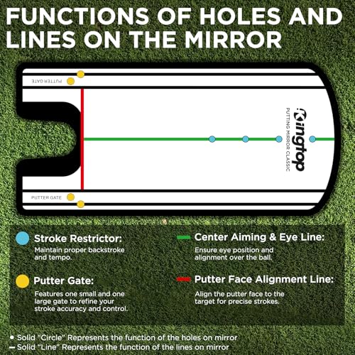 KINGTOP Golf Putting Mirror - Alignment Putting Training Aids for Consistency & Accuracy - Ideal for Indoor | Outdoor Practice, with Carry Bag and Golf Tees - Image 4