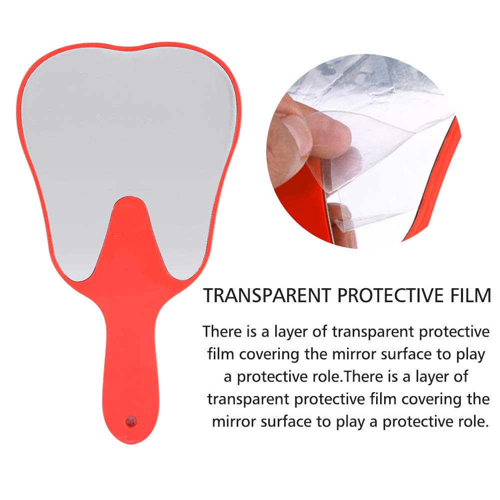 YUYTE Specchietto per le Cure odontoiatriche, Specchietto per le Carino alla moda, 4 colori, Manico in plastica (rosso)