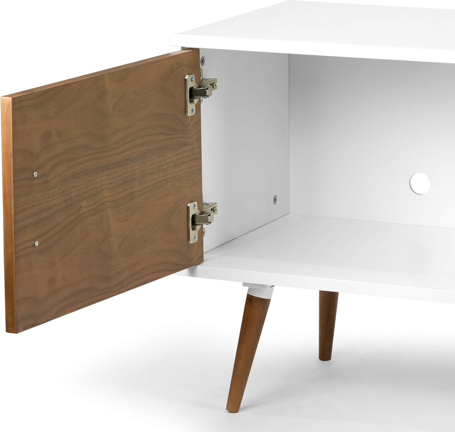 Glamour Home Alta Scandinavian Style Walnut and White Finish TV Stand