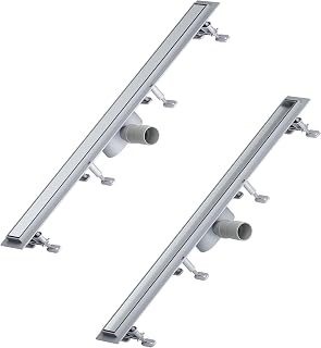 SONNI Duschrinne 80 cm, befliesbare Duschrinne, gebürsteter Edelstahl | Befliesbare 2-in-1 Abdeckung mit harmonischer Fliesenintegration und hoher Ablaufleistung für moderne bodengleiche Duschen.
