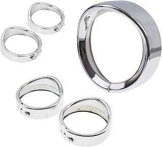 YHMTIVTU Visor Style 7" Headlight Trim Ring 4 1/2" Passing Light Trim Ring Turn Signal Trim Ring Kit Compatible with Harley Chrome