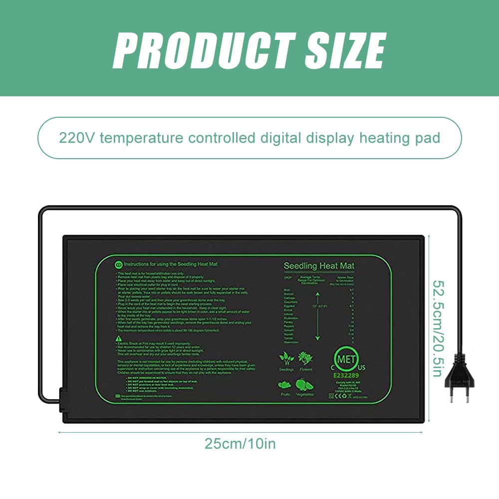 Mata grzewcza 50W dla roślin, sadzonek, mata grzewcza do uprawy, mata grzewcza do szklarni, mata grzewcza do pokojowej szklarni, 25×52,5cm, dla sadzonek, zwierząt domowych i gadów
