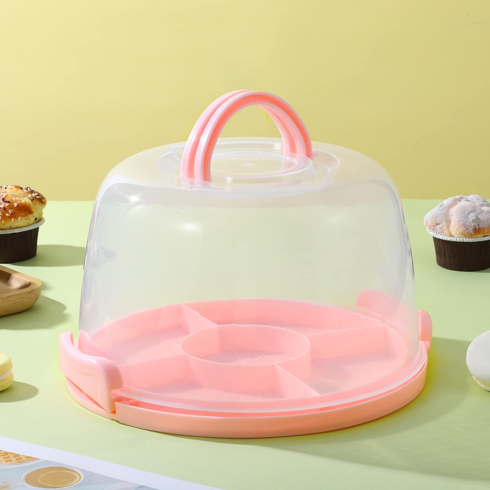 Boîte à Gâteau Ronde Avec Couvercle Et Poignée - Support Transport Pour Gâteaux De 6 à 8 Pouces, Rose