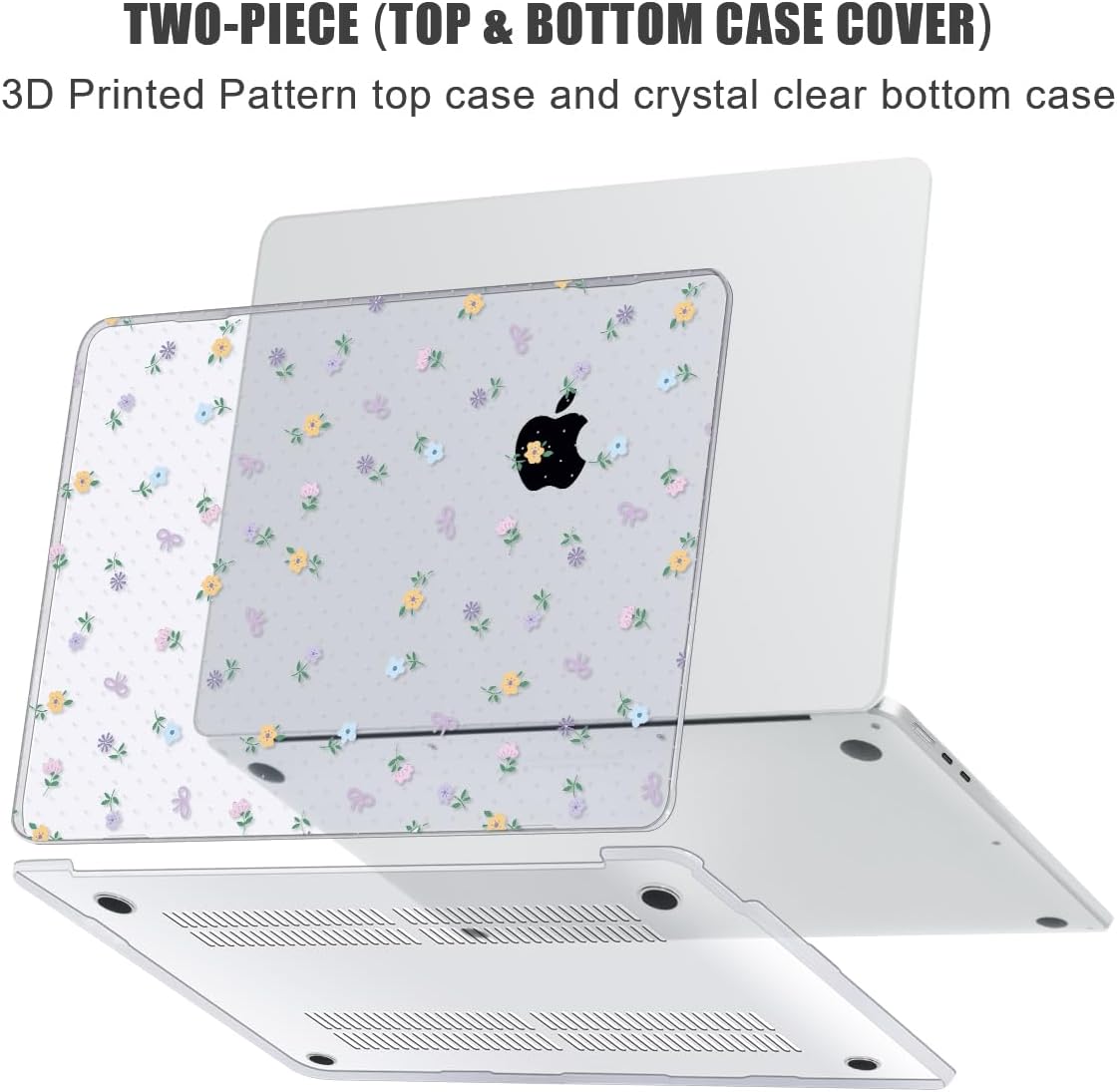 YSCLBAHUK for MacBook Air 13.6 inch M5 M4 M3 M2 Case 2026-2022 Model A3449 A2681 A3113 A3240 Cover, Printed Pattern Plastic Hard Shell Cover, Keyboard Cover+Screen+Trackpad Film,Floral
