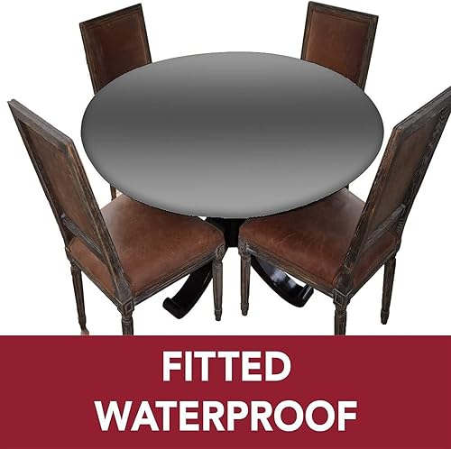 Miniatura 3 de Mantel redondo ajustado con borde elástico, mantel de poliéster con estampado temático de humo de niebla ahumada, pequeño, para mesas redondas de 40