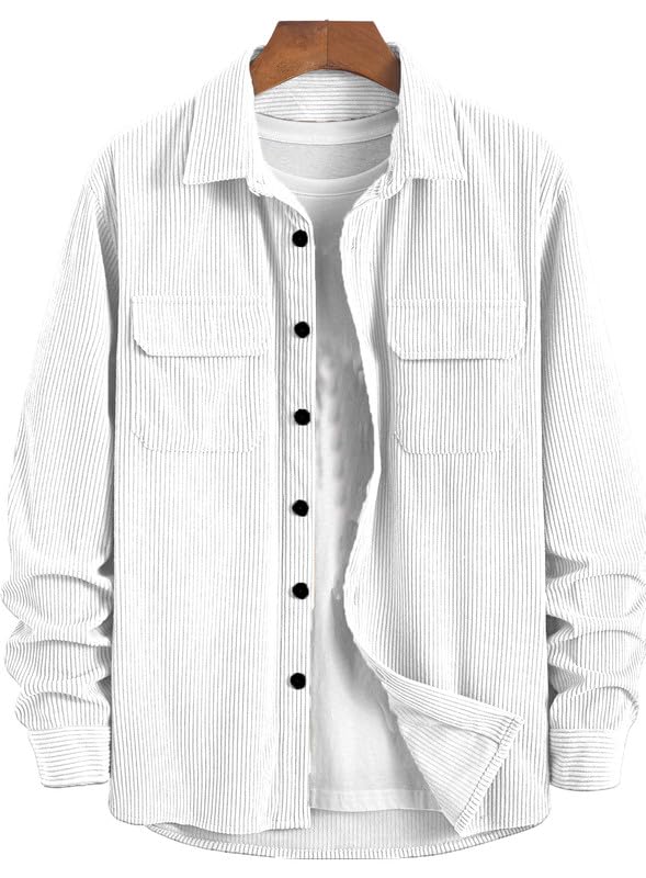 Image of MiraMichi Men's Full Sleeve Corduroy Striped Casual Jacket, Ideal for Stylish Everyday Outfits
