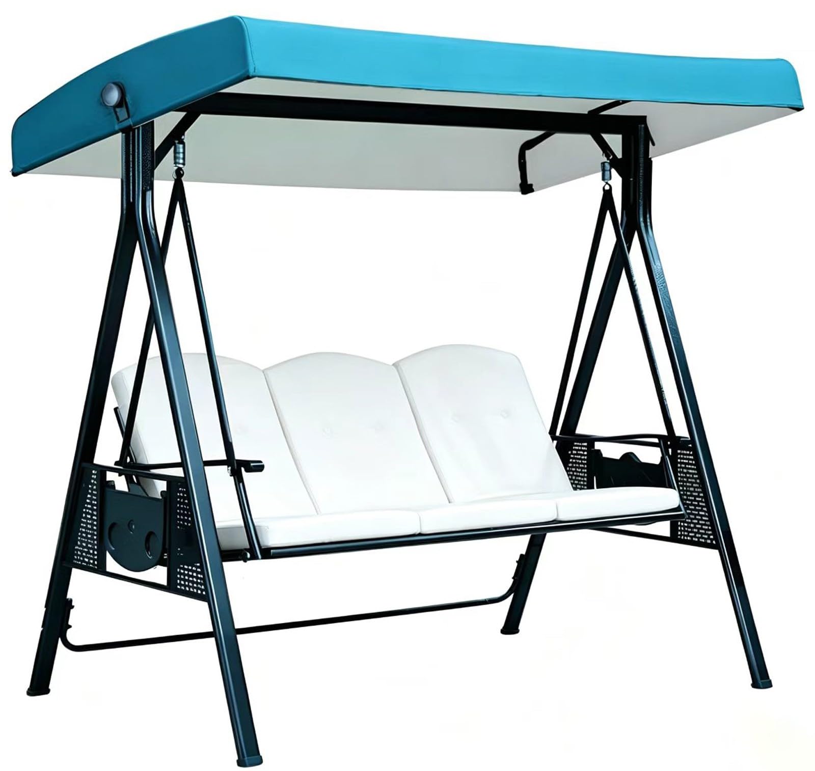 Funda para columpio de 3 plazas para renovar toldo viejo desgastado por sol en exterior azul