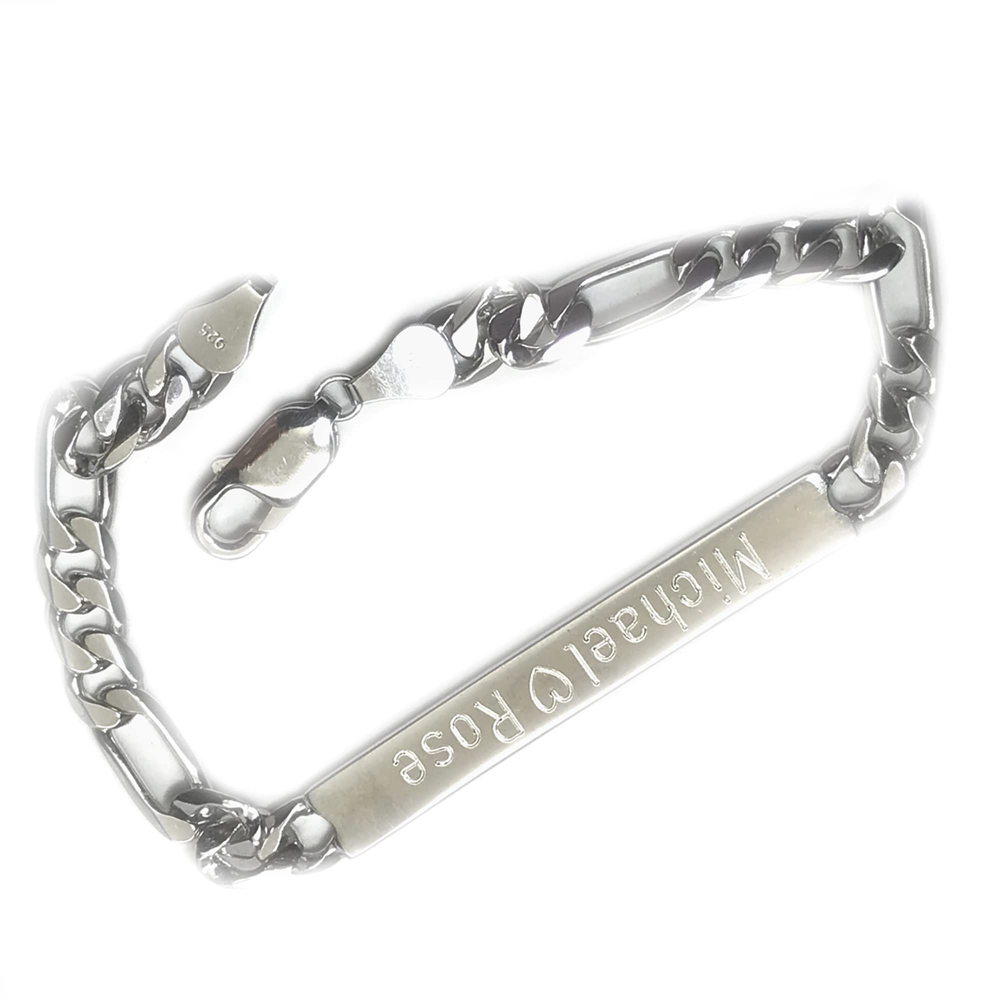 Personalized Solid 925 Sterling Silver Bracelet, Men ID Bracelet, Women ID Bracelet -Christmas Gift for Dad, Mom, Husband, Wife, His, Her.