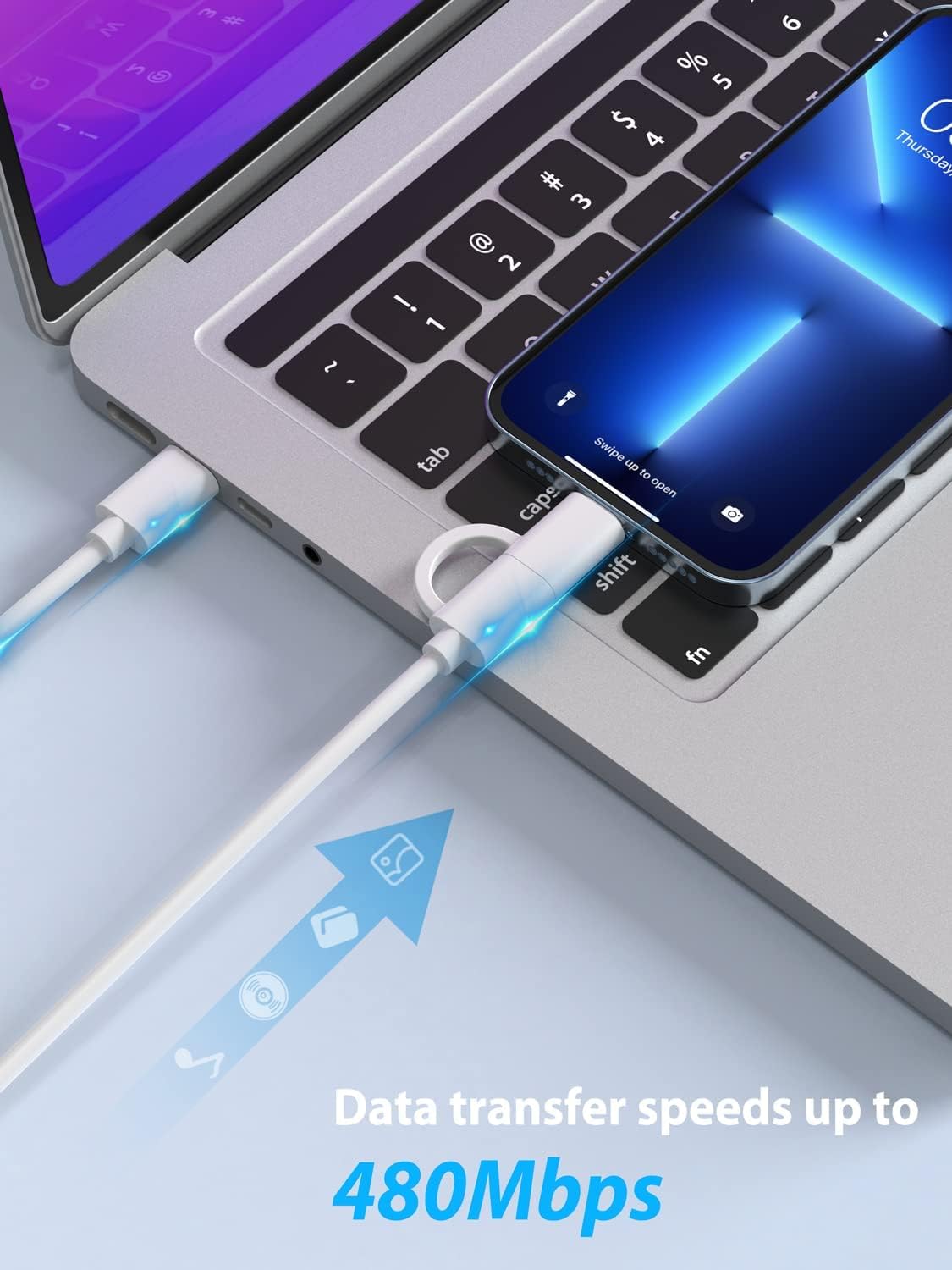 ilikable 2 in 1 Cavo USB C a C/Lightning 2Pezzi 2M MFi iPhone 15 Cavo USB Type-C a C 60W Ricarica Rapida Cavo Type C per iPhone iPad Pro Samsung MacBook and More