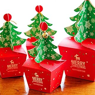 ENET 10X 3D Merry Christmas Tree Bell Party Favor Gift Candy Cupcake Packing Box