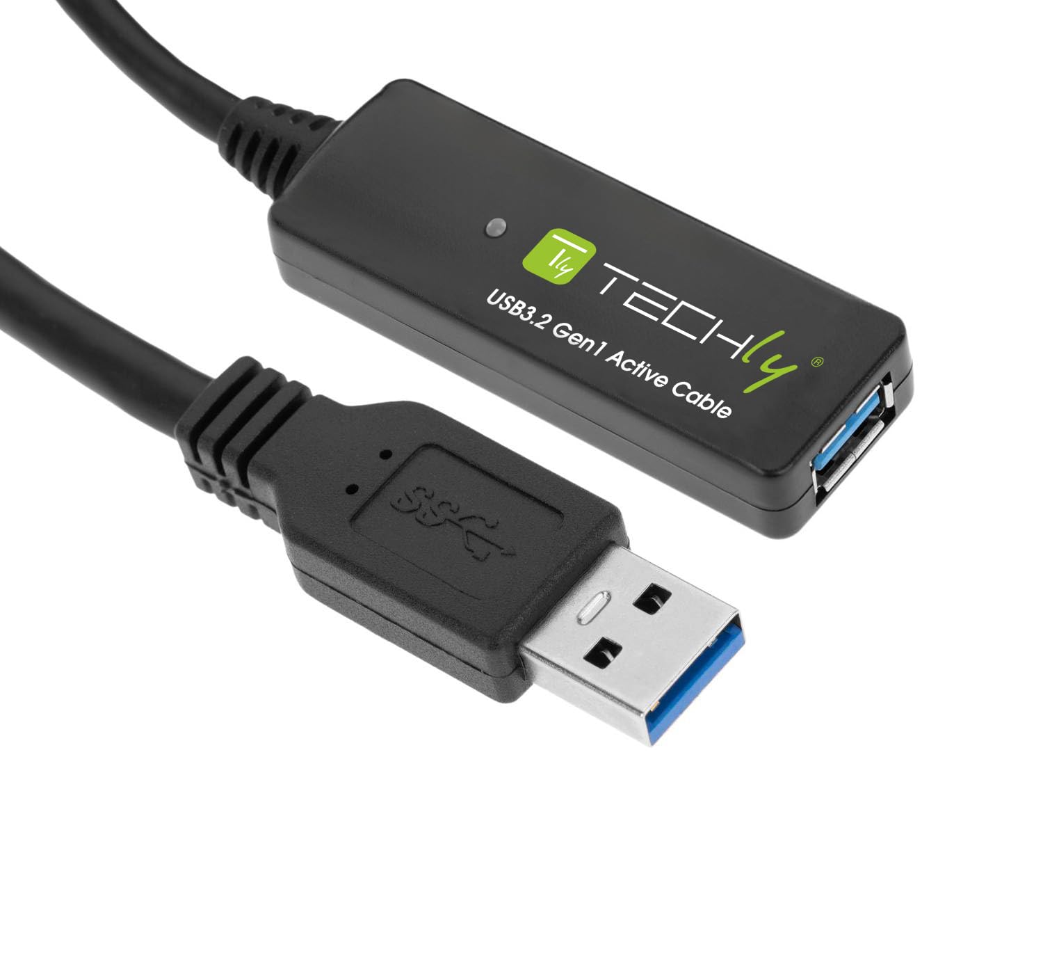 Techly 368000 Cavo Prolunga Attivo USB3.2 SuperSpeed+ Estensore di Segnale 10m Nero Nero