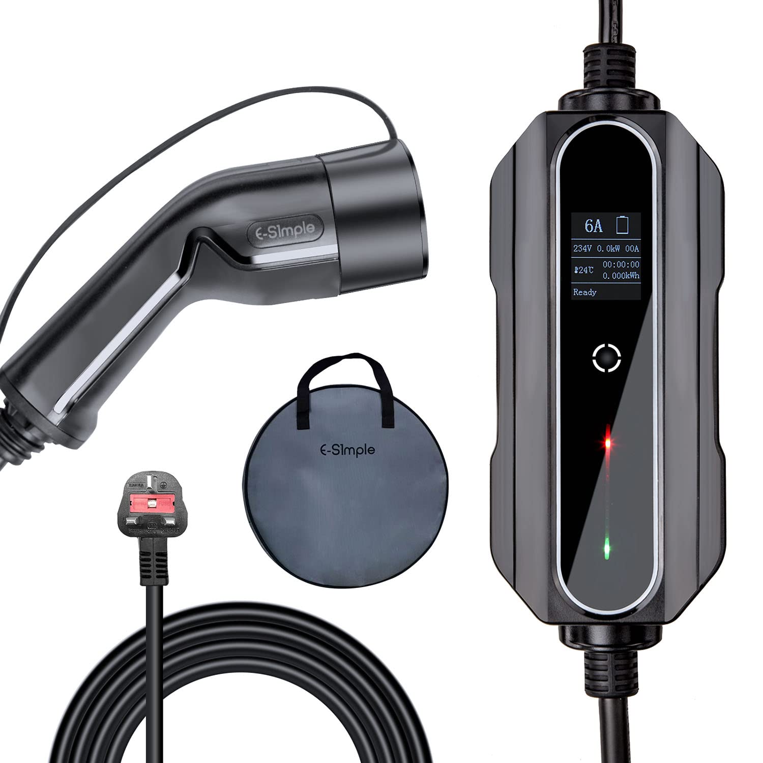 Type 2 EV Charger 3 Pin 5M (Large OLED Screen, 1-12H Delayed Charging) Type 2 Portable EV Charger 6/8/10/13A Adjustable Current T2 with IP 66 Electric Vehicle Charger Type 2 IEC 62196-2