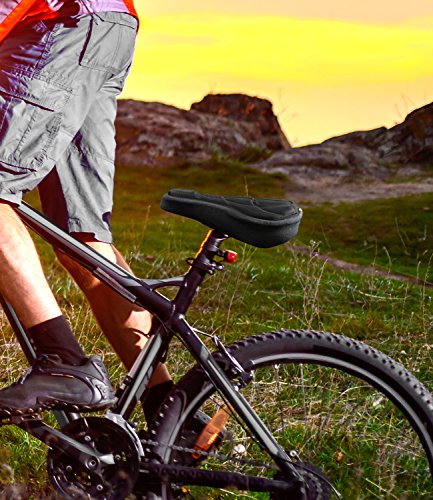 Aduro Sport Bike Seat Cushion Cover Pad with Memory Foam for Bicycle Seat Saddle, No Installation Needed, Bounce Free - Enjoy Longer Rides, Water Resistant (Black)