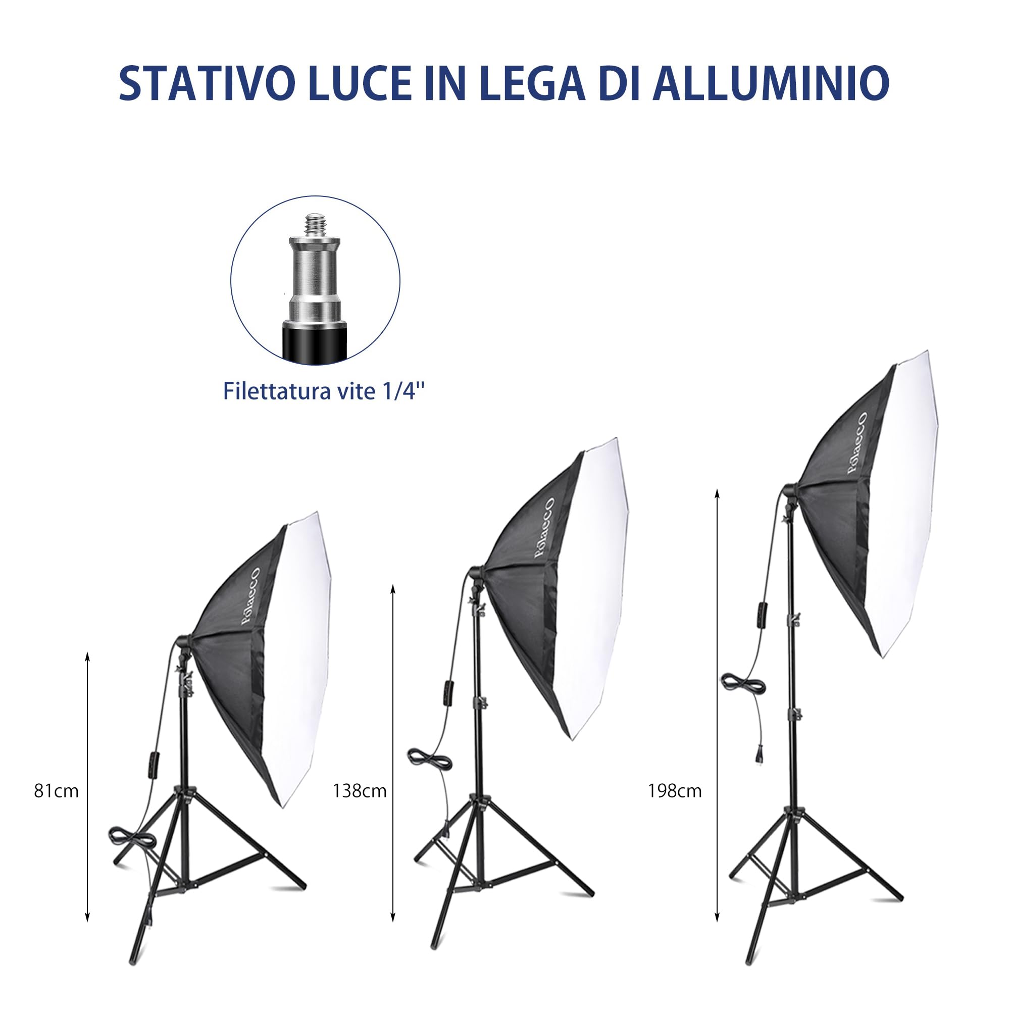 Softbox LED Set Luci per Studio Fotografico Softbox Octagon con 150W E27 Lampadine Dimmerabile 3000~6500K e Supporti Regolabili 2m per Ritratti Foto di Moda Prodotti Video YouTube Live Streaming