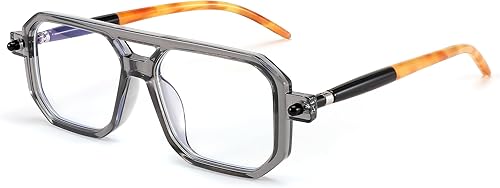 FEISEDY Gafas vintage cuadradas con bloqueo de luz azul para mujeres y hombres, de los años 70, planos, aviador, antideslumbrante, B0062