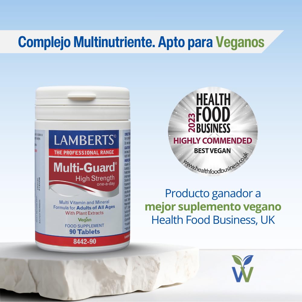Lamberts Multi-Guard® | 90 Tabletas | Apto para Veganos | Sin Gluten | Sin OGM | 28 Nutrientes + Extractos ORAC | Vitamina D3 Vegetal | Una al Día para Adultos | Calidad Farmacéutica GMP