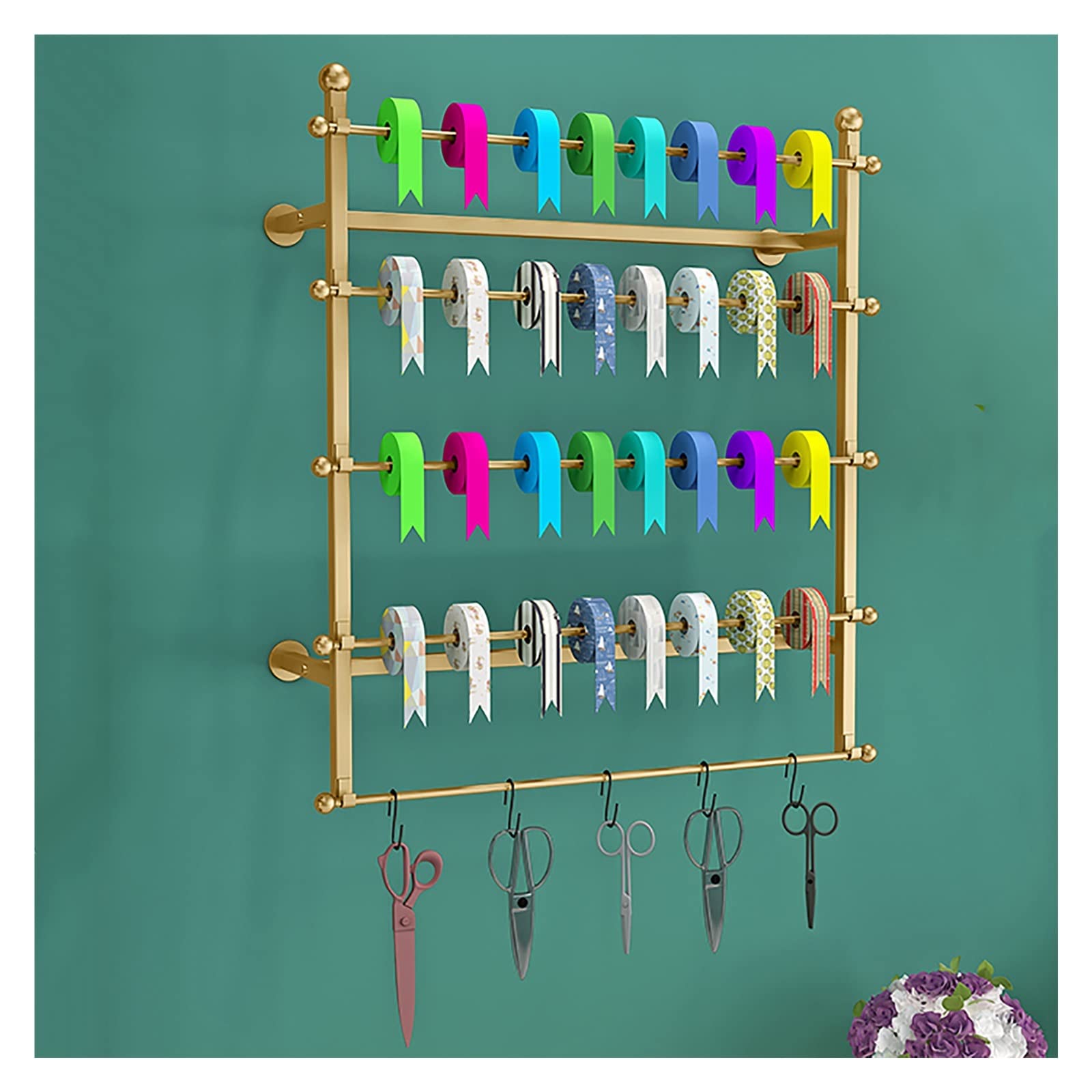 Organisateur mural de rouleaux de tissu pour ranger un atelier créatif et une boutique