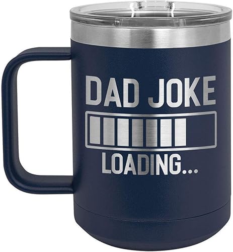 Miniatura 5 de Taza de café con tapa deslizante para llevar con texto en inglés DAD JOKE LOADING de 15 onzas  Taza de café de viaje aislada  Ideas de regalo para