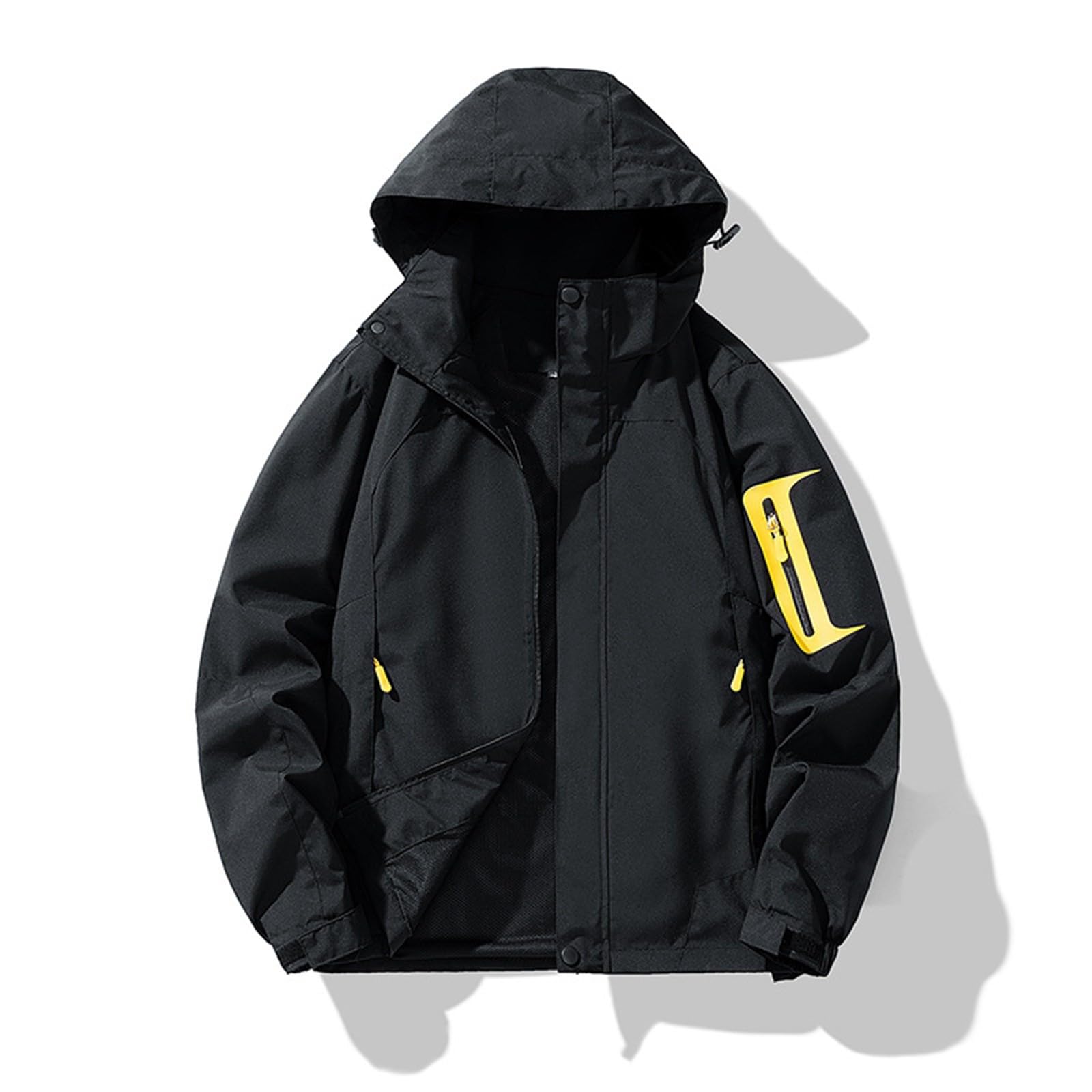 ADHOWBEW Giacca a vento da uomo, grande e alto, poncho da lavoro, impermeabile, con cappuccio, per pesca, golf, escursionismo, capispalla all'aperto