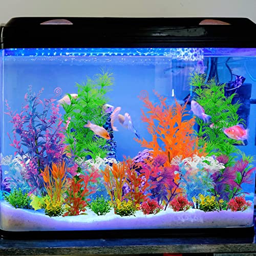 Pietypet 21 Pack Aquarium Plants Colorful Artificial Aquatic Plants Lifelike Decor Fish Tank Plants Aquarium Decorations For Household And Office Aquarium Simulation, Small To Large (4 To 30Cm) #TOP1