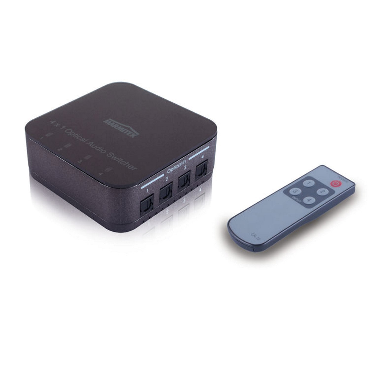 Marmitek Connect TS41 - Switch Toslink 4 wejścia 1 wyjście 192 kHz | Optyczny przełącznik audio S/PDIF do TV i wzmacniacza, bez opóźnień, Dolby Digital, DTS, LPCM i pilot