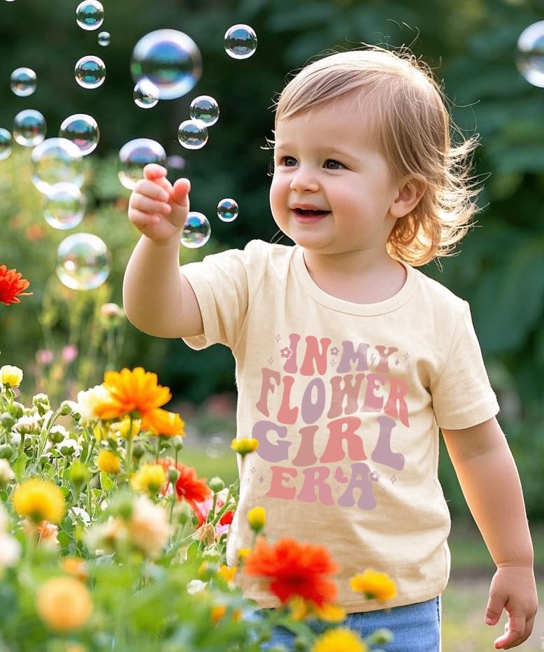Image of Flower Girl Shirt for Toddler Girls in My Flower Girl Era T-Shirt Bridesmaid Proposal Kids Cute 2-7Years