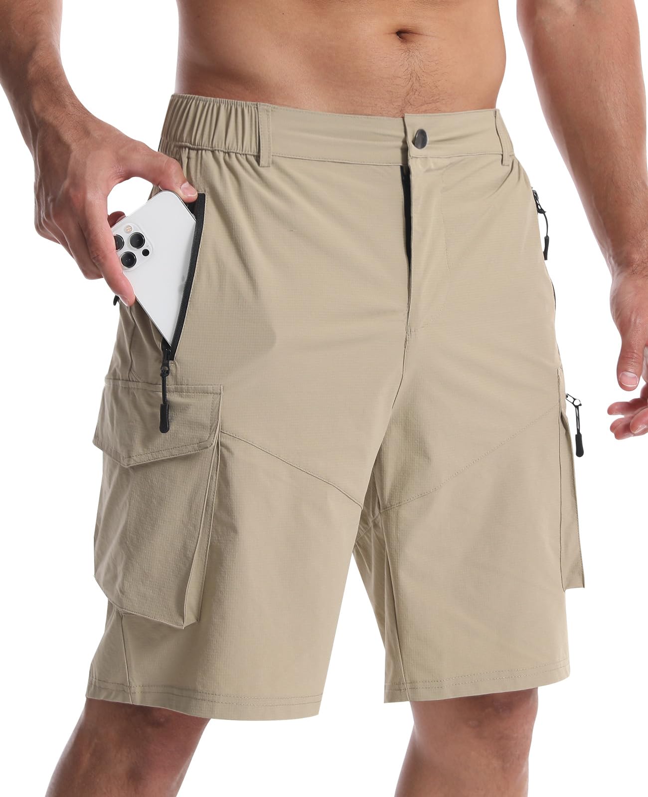 Bermuda Shorts Homme Cargo Travail Poche Zippée Randonnée Sport