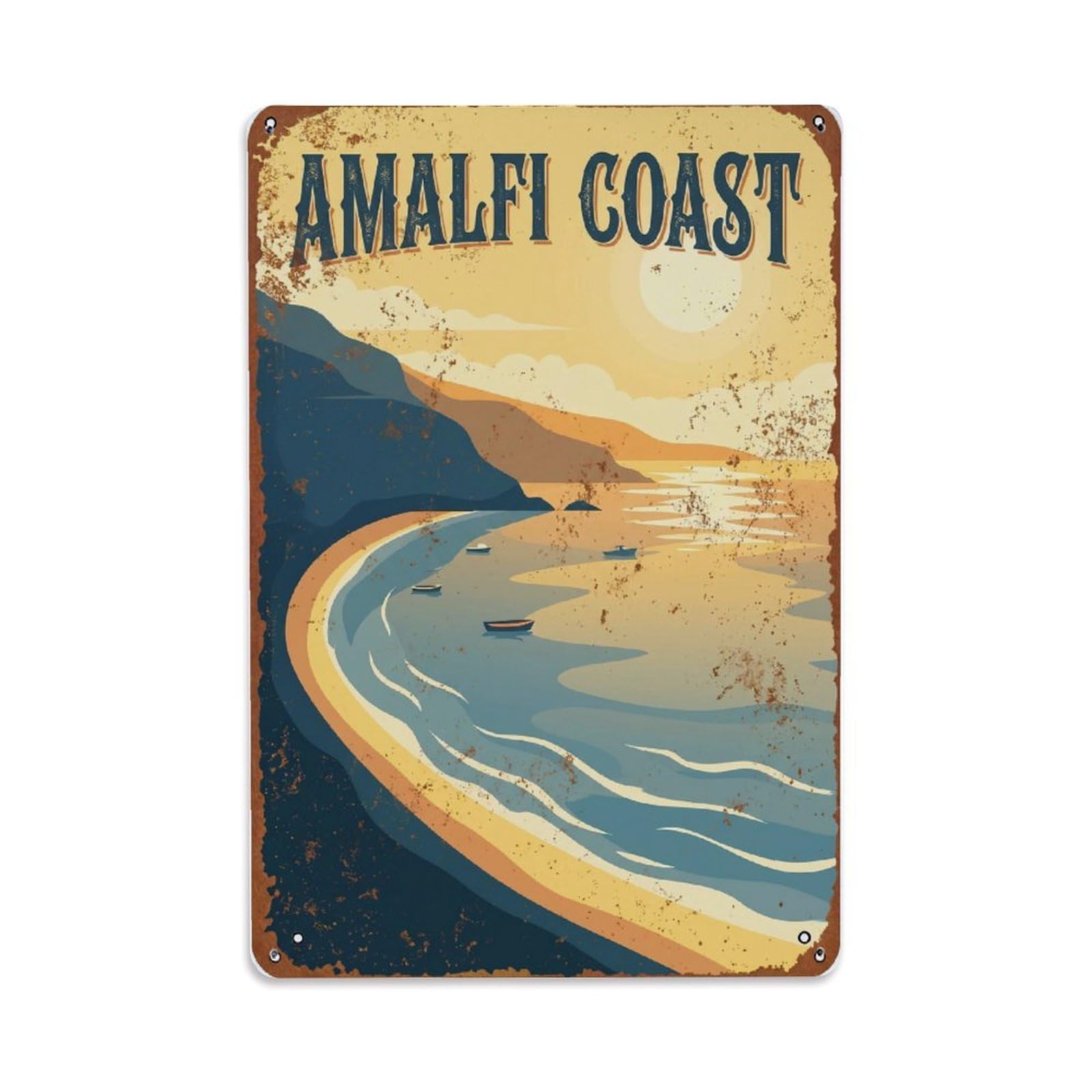 Vintage Travel Seashore Italy Tranquil Metal Tin Sign Plaque Wall Decor for Cafe, Club Bar, Office, Home Garden Metal Poster 8x12Inch