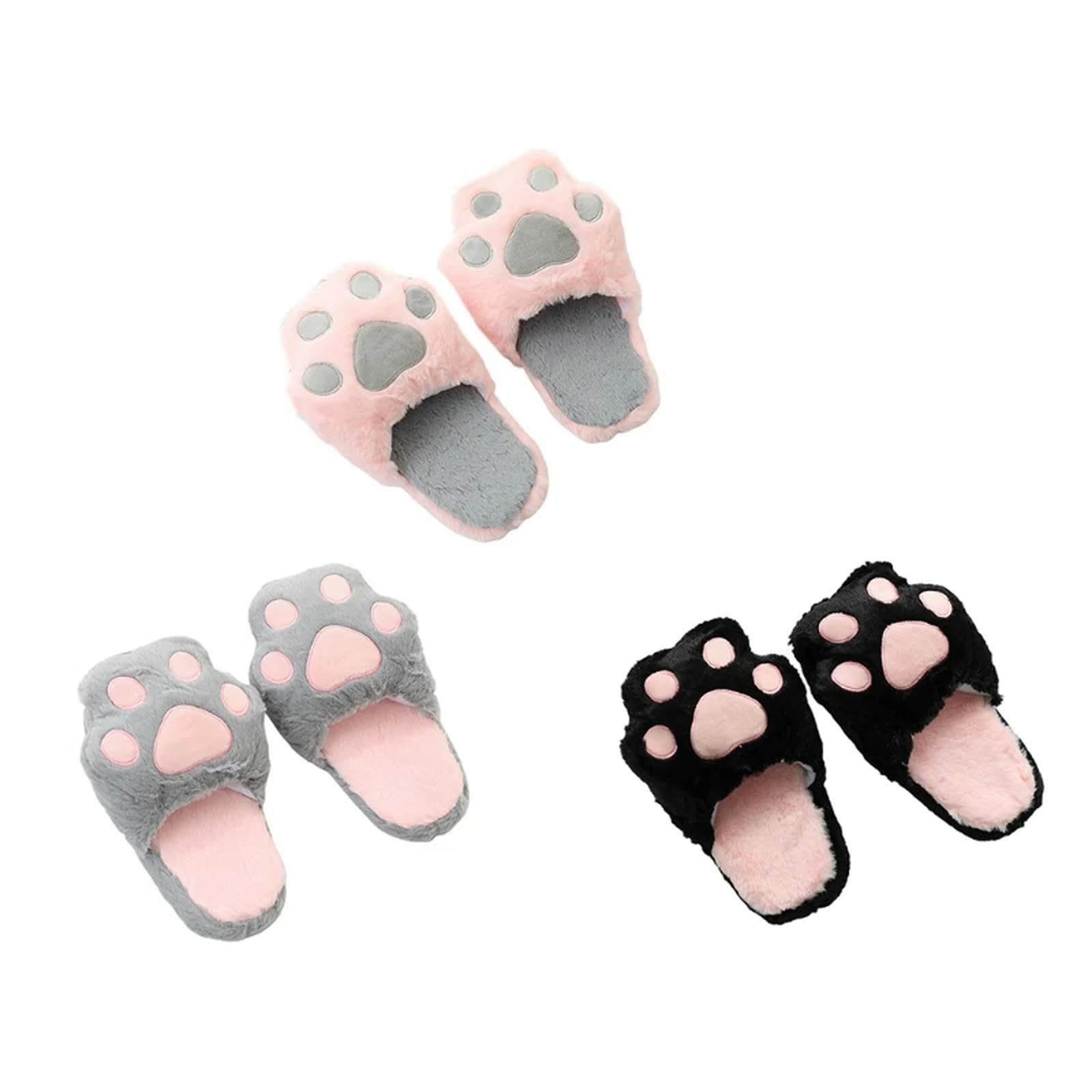 MdybF Pantofole Donna Invernali Pantofole di Cotone Simulazione Femminile Pelliccia di Coniglio Cat Paw Pantofole Indoor Casa Peluche Scarpe Antiscivolo Carino Casa Pantofole