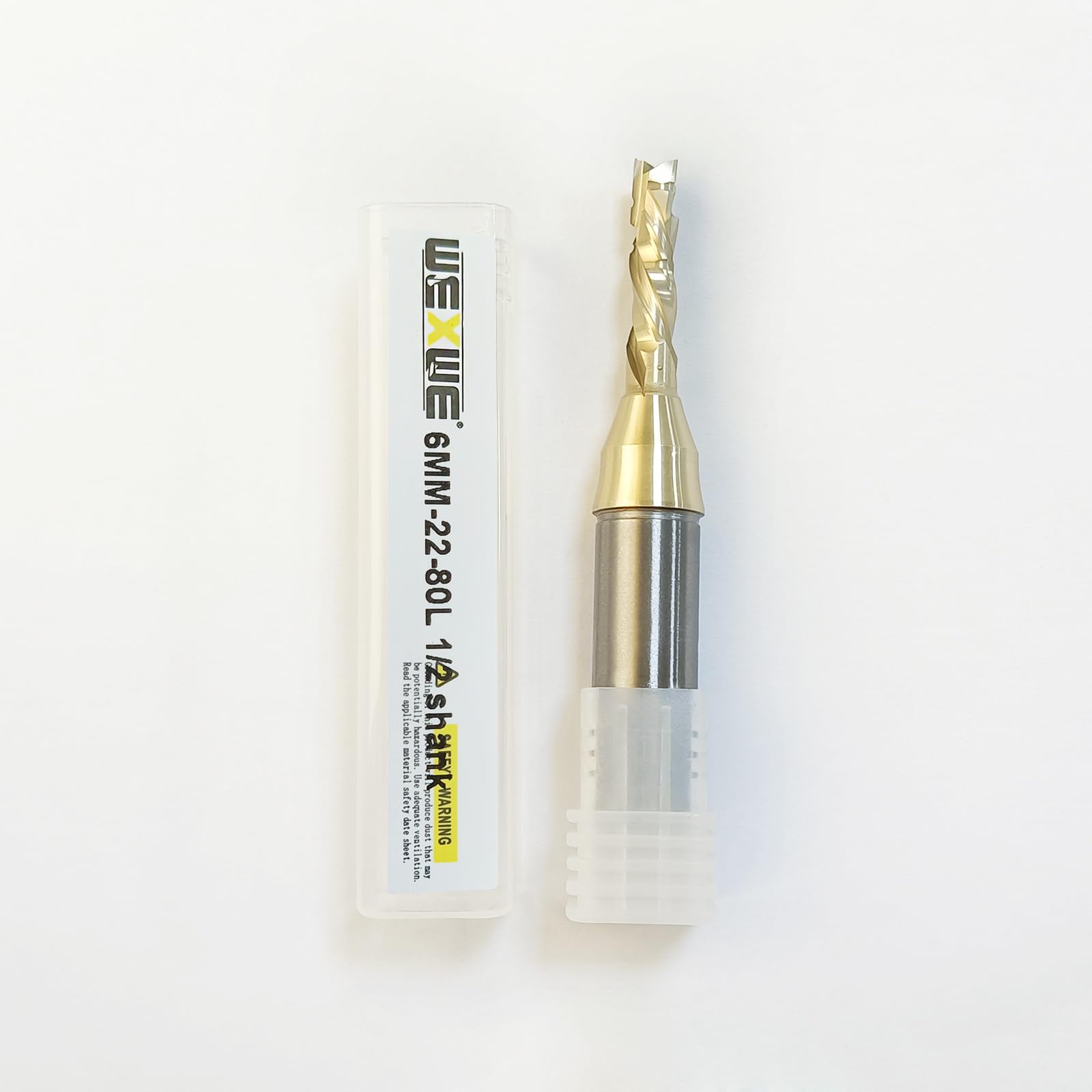 WEXWE TOOLS Up&Down Cut Compression Spiral Router Bits, Solid Carbide Bits for Wood, Plywood, MDF, Oak, Carving Engraving Grinding Grooving, (6mm Diameter-22mm Length-80mmFull Length, 1/2"Shank 1pcs)