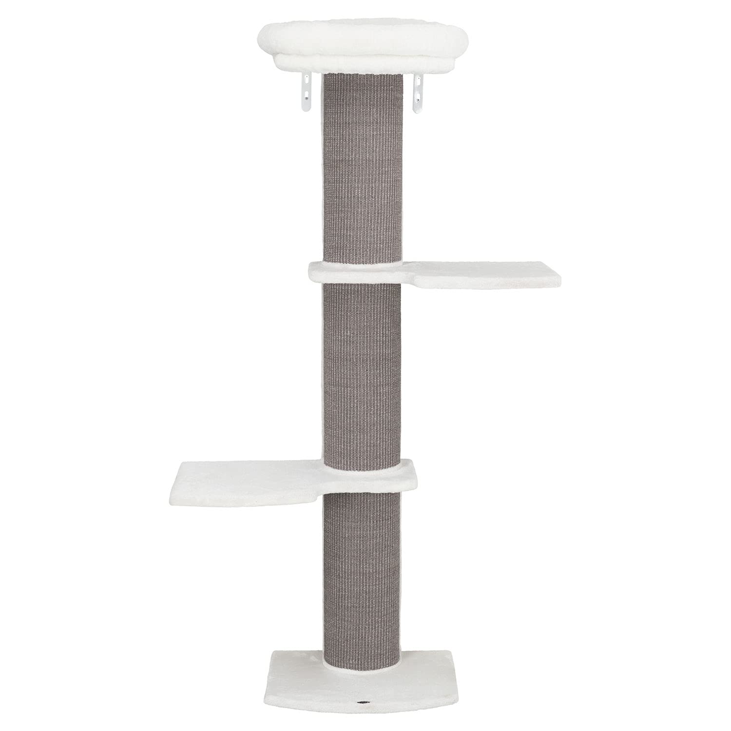 TRIXIE Acadia Gray/White Designer Wall Mounted Cat Tower, with Oversized Scratching Post, Three Platforms, Removable Bed, Brackets Included, White/Gray (44073)